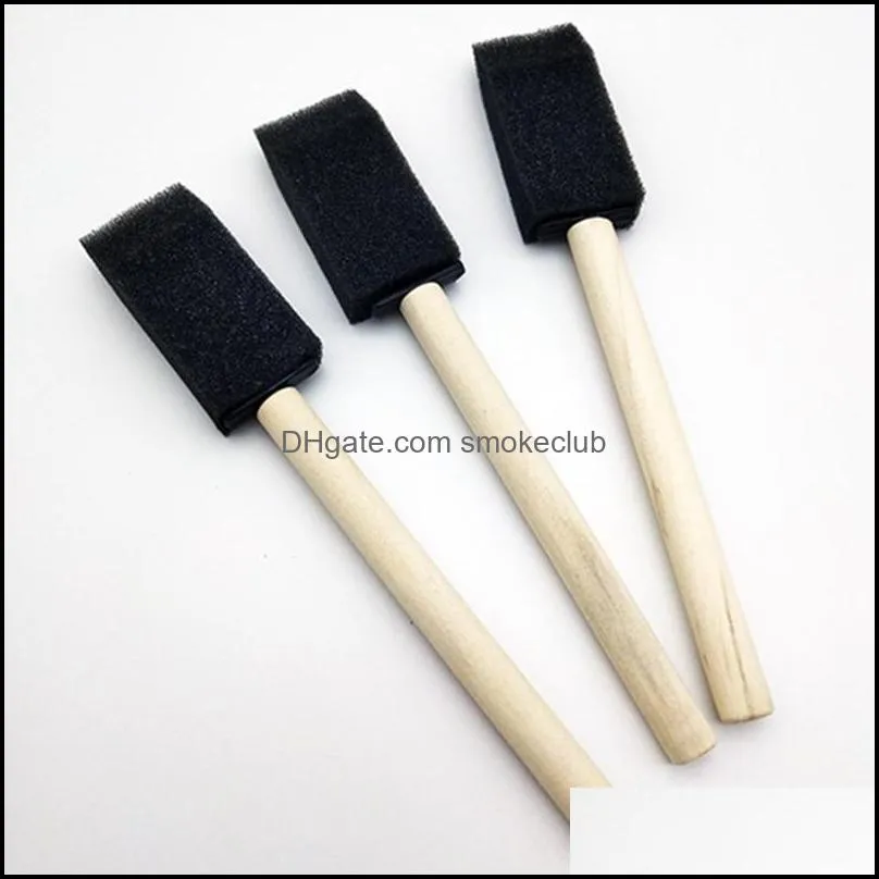 Foam Sponge Brush Sponge Paint Brushes with Wood Handle for Kids Children Students Art Class Graffiti Painting back to School Black