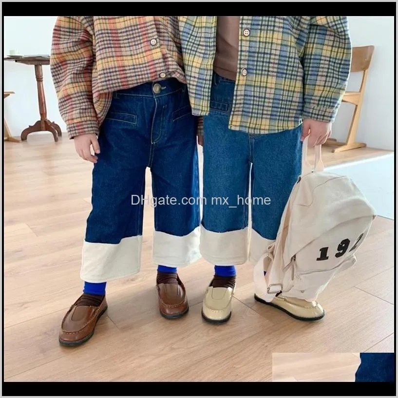 Baby Clothing Baby, Kids & Maternity Drop Delivery 2021 Autumn Boys And Girls Patchwork Denim Pants Arrival Fashion Loose Jeans 1-7Y 201207 N