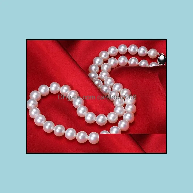9-10mm White South Sea Natural Pearl Necklace 18 Inch S925 Silver Accessories 1564