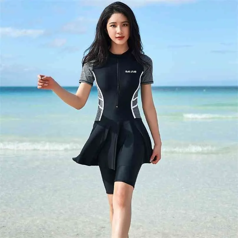 보수적 인 수영복 여성 짧은 소매 수영복 플러스 사이즈 수영복 이슬람 수영복 Boerkini 210628