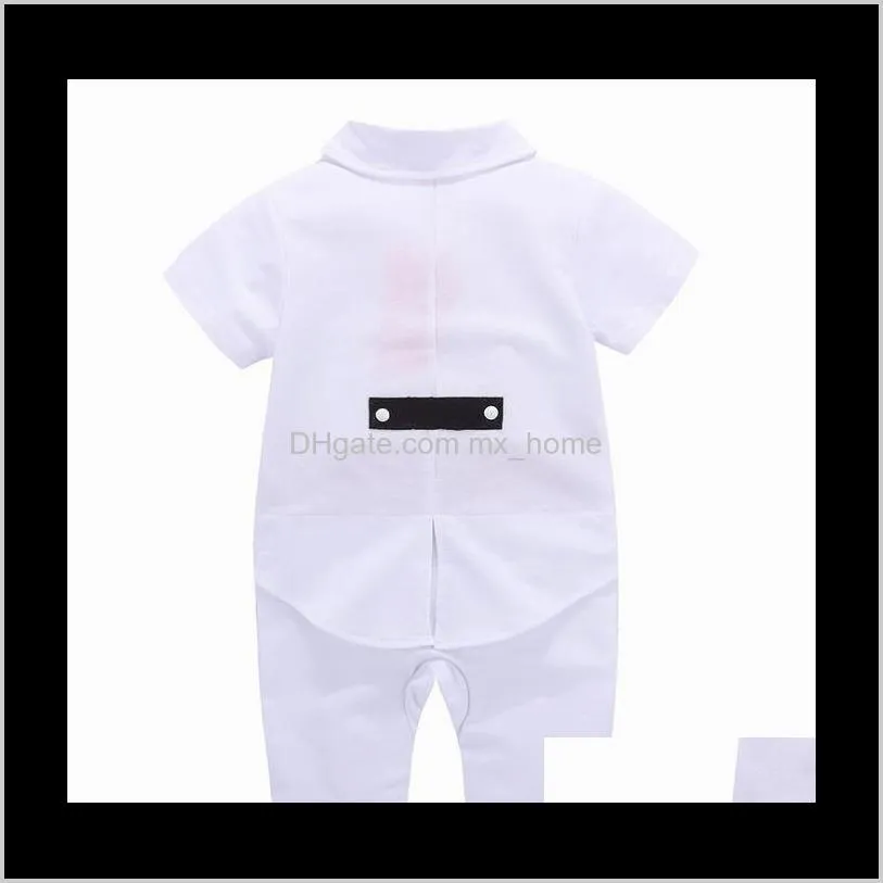 cross border children`s wear men`s baby clothes summer pure cotton gentleman bodysuit baby one hundred days one year old dress romper