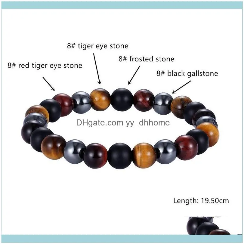 Link, Chain 2021 Fashion Tiger Eye Hematite Black Obsidian 10mm Stone Bracelet Men`s Women Summer Exquisite Gift Pulseira