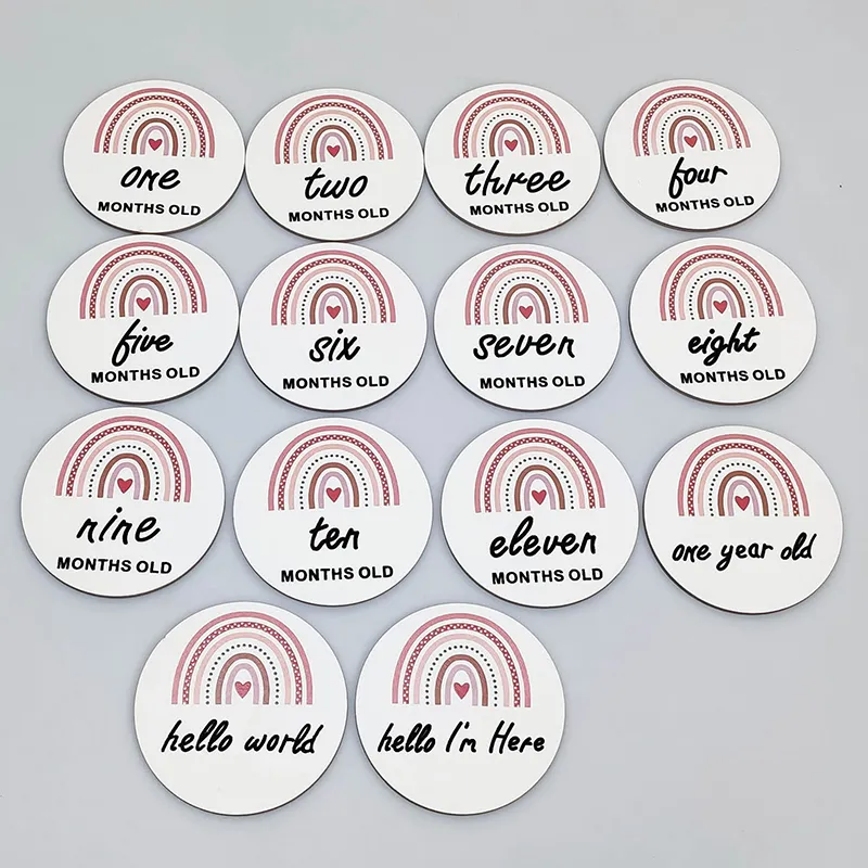 Baby Monthly Milestone Markers - 14 Wooden Photo Props, Rainbow Design ...