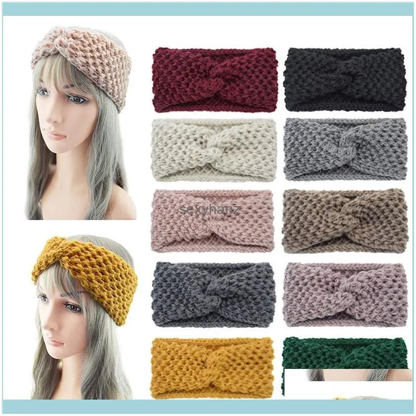 Fashion Crochet Knitted Headband Women Solid Color Autumn Winter Wide-brimmed Hair Bands Headwrap Hair Accessories