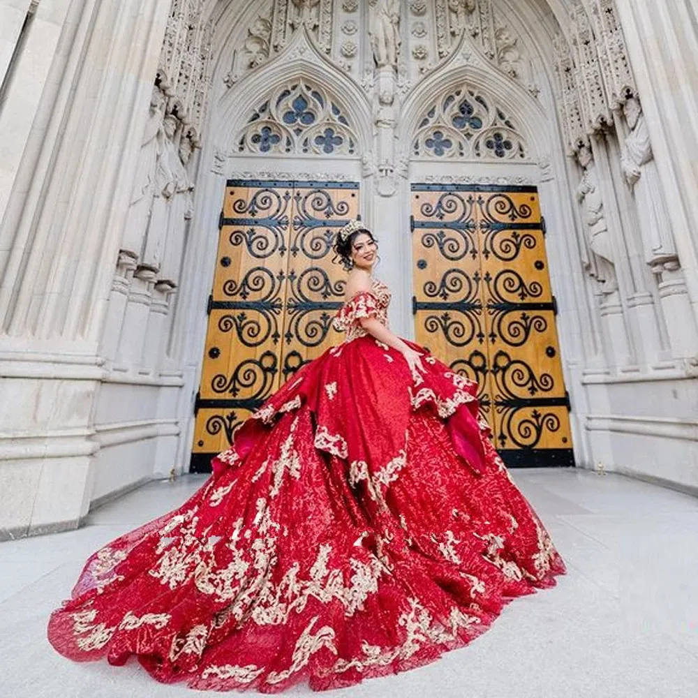 open lace back dress Luxury Red Wedding Dresses Long Sleeve Sweet 16 Dress 67160  Viniodress