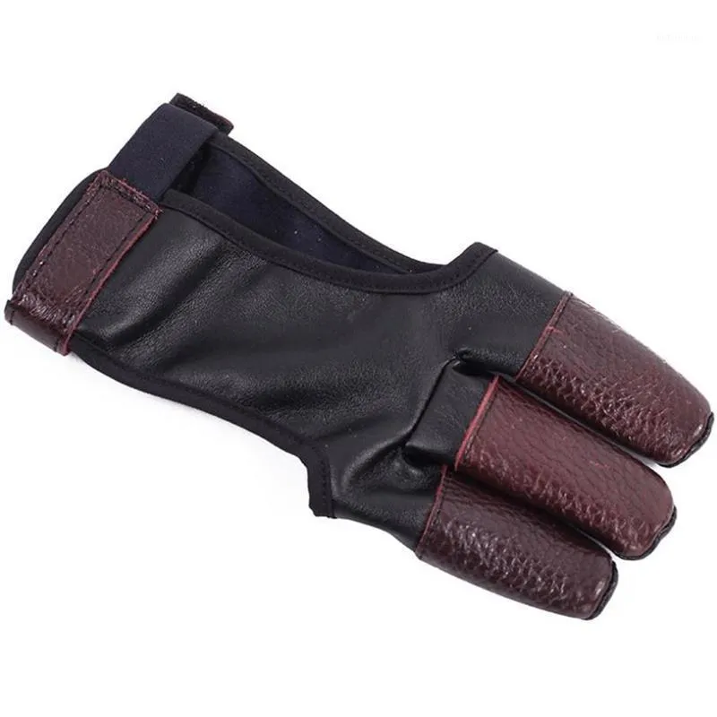 Archery Glove Plach Finger Tab Аксессуары - Кожаные перчатки для соревнований Составные Луч Три охраны Мужчины Женщины