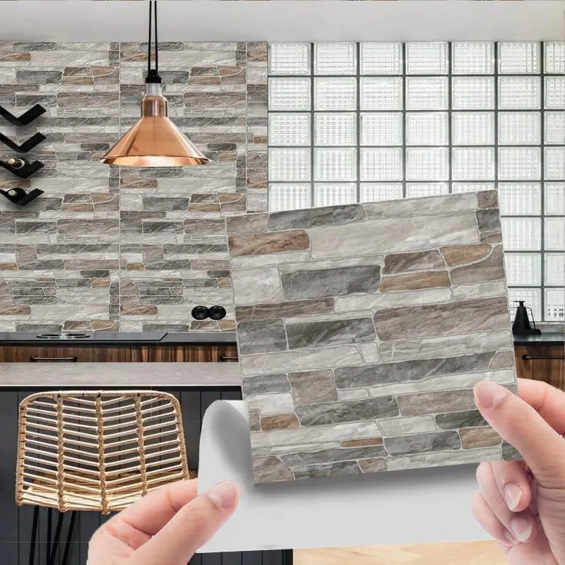 Naklejki okienne naklejki ścienne 3d imitacja cegły sypialnia dekoracji wodoodporna samoprzylepna tapeta do salonu Kitchen TV Tackdrop 3r