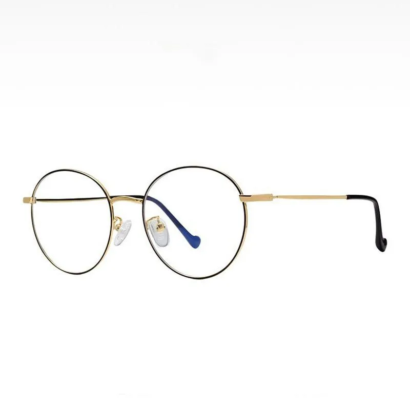 ファッションサングラスフレームメタルアンチブルーライト眼鏡男性のシンプルなレトロラウンドリムスペクタクル女性のファッショナブルな文学的な近視目覚脈