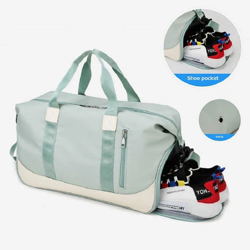 Bolsa de gimnasio deportiva para hombre y mujer, bolsa multifunción de alta capacidad con separación en seco y húmedo, bolsa de Yoga para mujer, bolsa de viaje Q0705