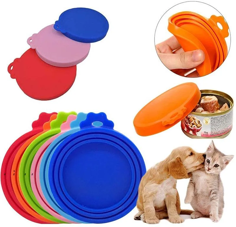 6 colori silicone per alimenti per animali domestici coperchi sigillati per lattine misura universale misura 3 coperchio per lattine per alimenti di dimensioni standard RRB11998