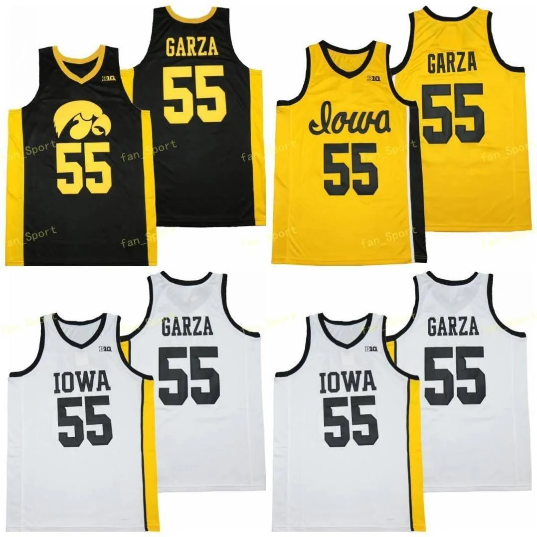 NCAA Iowa Hawkeyes Basquete 55 Luka Garza College Men Men Pure Cotton Team Marinha Azul Branco Amarelo Respirável