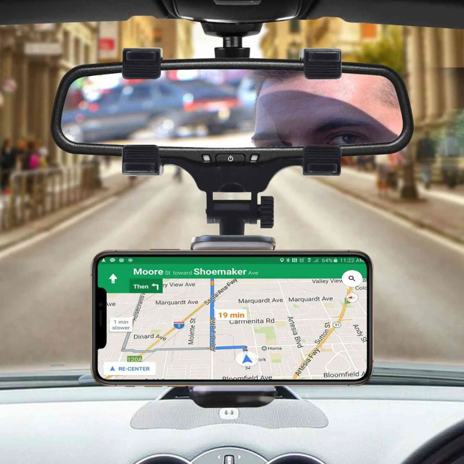 Achteruitkijkspiegel Mount Autohouder voor Telefoon voor 3-5.5in GPS 360 graden Smartphone Stand Universal