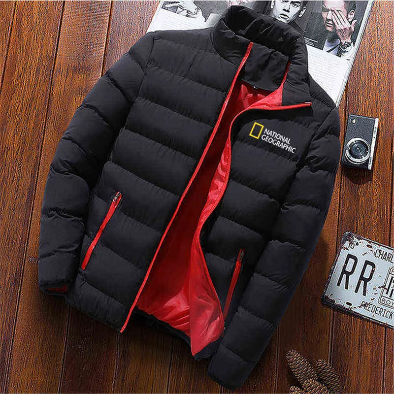 2021 National Geographic Men 's Down Jacket 새로운 다운 재킷 스탠드 업 칼라 긴팔 남자 가을과 겨울 지퍼 Y1103