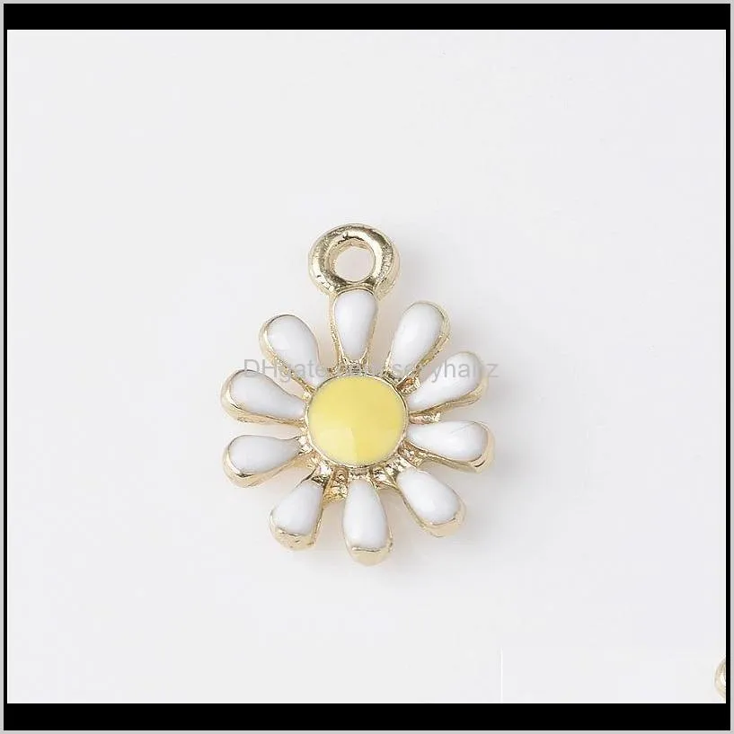 new vintage enamel daisy sun flower alloy gold tone charms fit for pendant earrings bracelet jewelry making accessory 794 r2