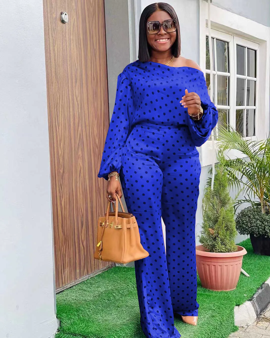 2023 Fashion Dot Printed Womens Two Piece Pant Top Set Women 2023 Fashion Dot Printed Womens Two Piece Pant Top Set Women