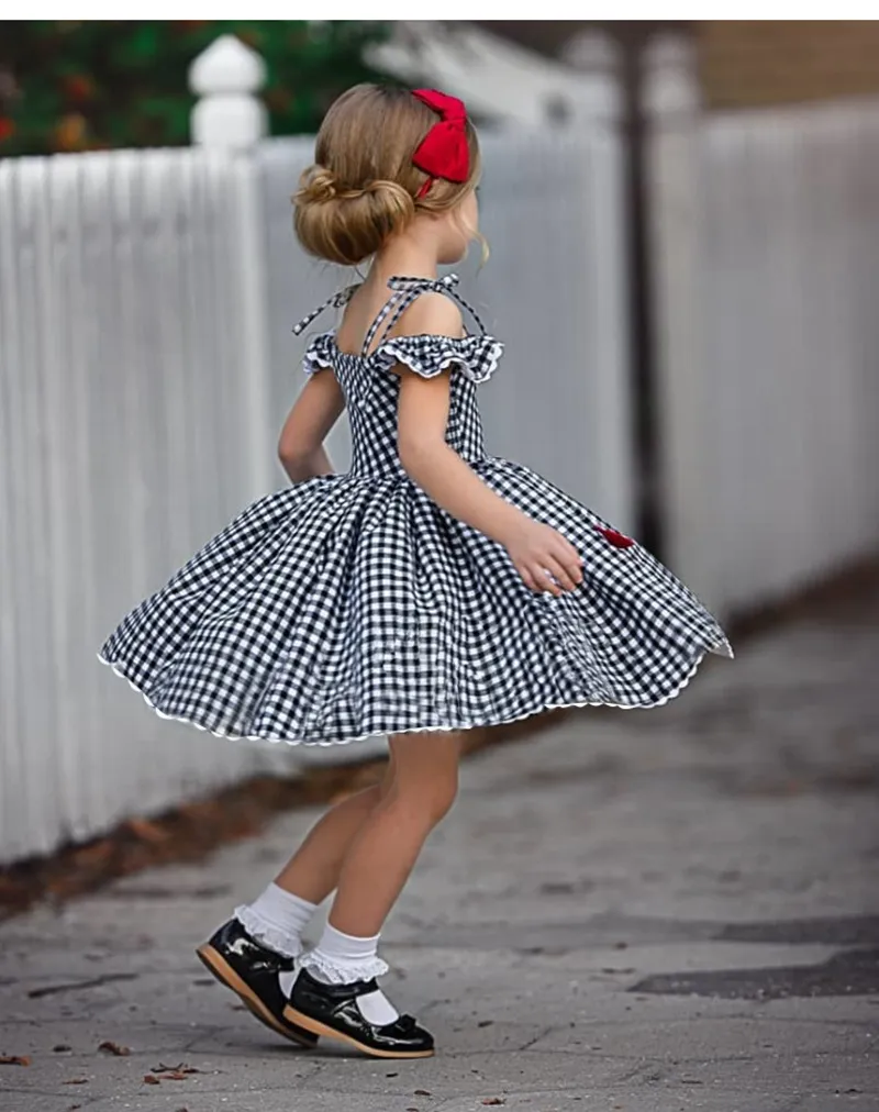 Flower Plaid Summer Dress For Baby Girls With Ruffles And Backless