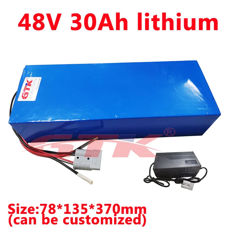 GTK Power Li-ion Batteri 48V 30AH litiumbatteri Batteri med BMS 1000W Electric Scooter Bike 2000W 48V + 5A laddare