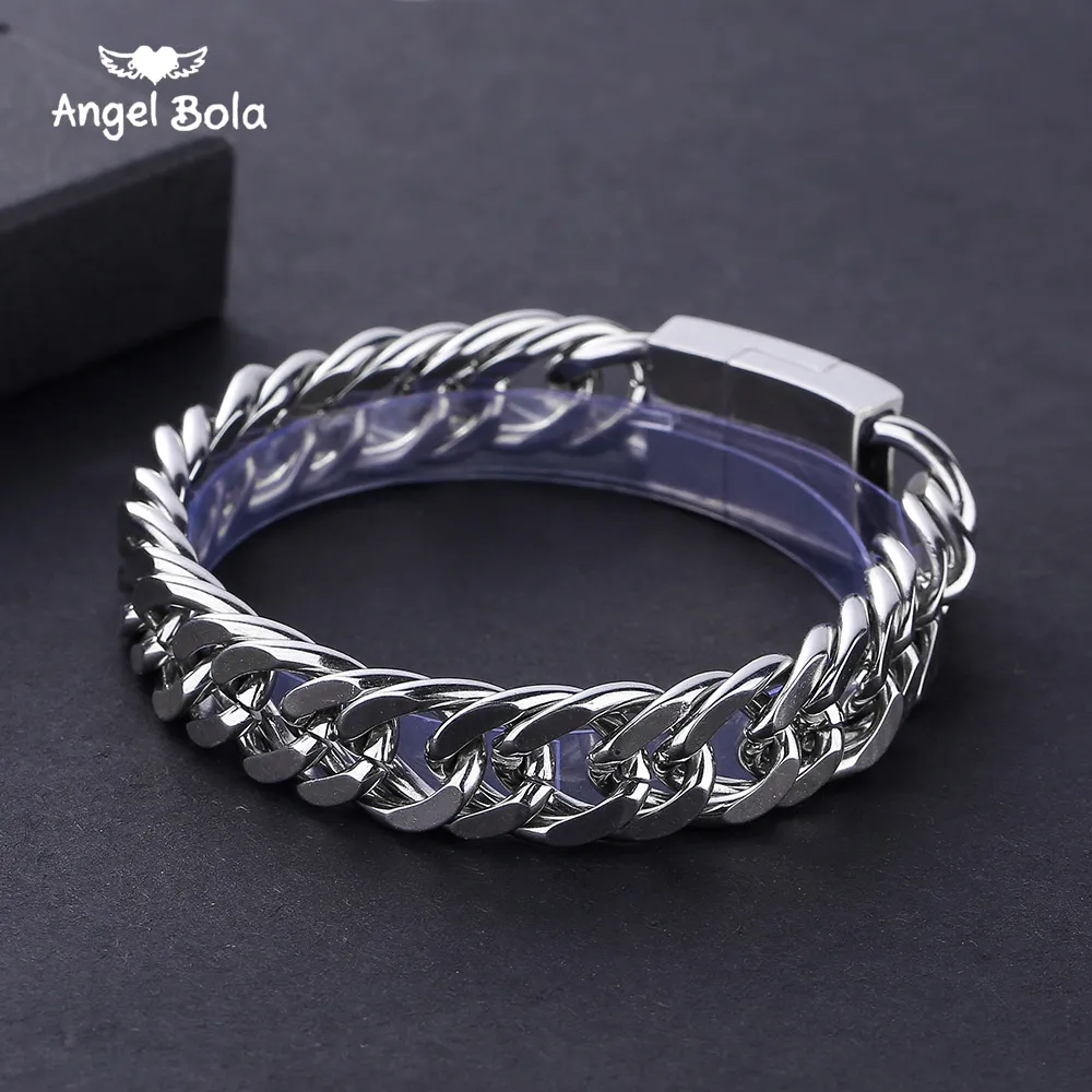 Heavy Men's Buddha Bracelet Curb Cuban Link Silver Color 316L Stainless Steel Wristband Male Jewelry Drop Shipping