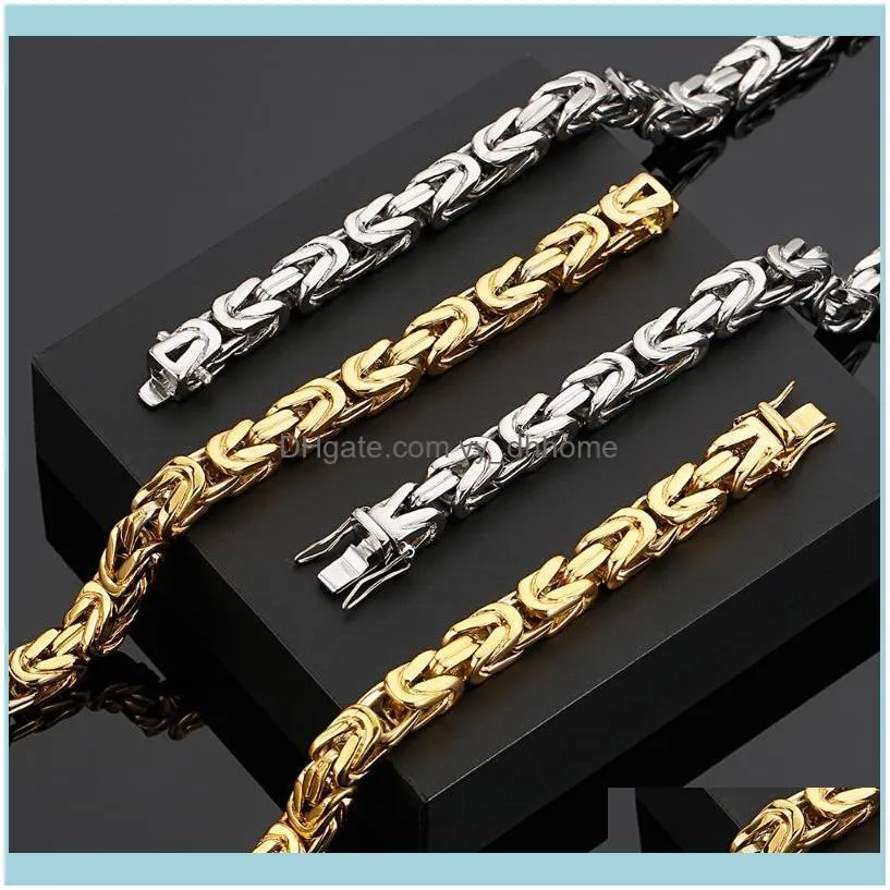 Hiphop Mens Necklaces 60CM Long Braided Chain Necklace Men Golden Heavy Stainless Steel Handmade Jewelry Accessories Wholesale Chains
