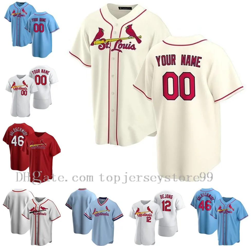 Nouveaux hommes cousus sur mesure 28 Nolan Arenado Jersey St. Louis Cardinal Jersey 46 Paul Goldschmidt 4 Yadier Molina 1 Ozzie Smith 25 Dexter Fowler Taille S-3XL