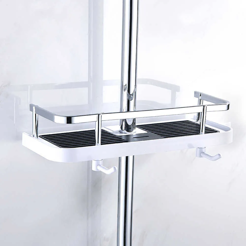 Shower Storage Rack Holder Practical Pole Organizer Black Shower Shampoo  Tray Single Tier Bath Shelves With