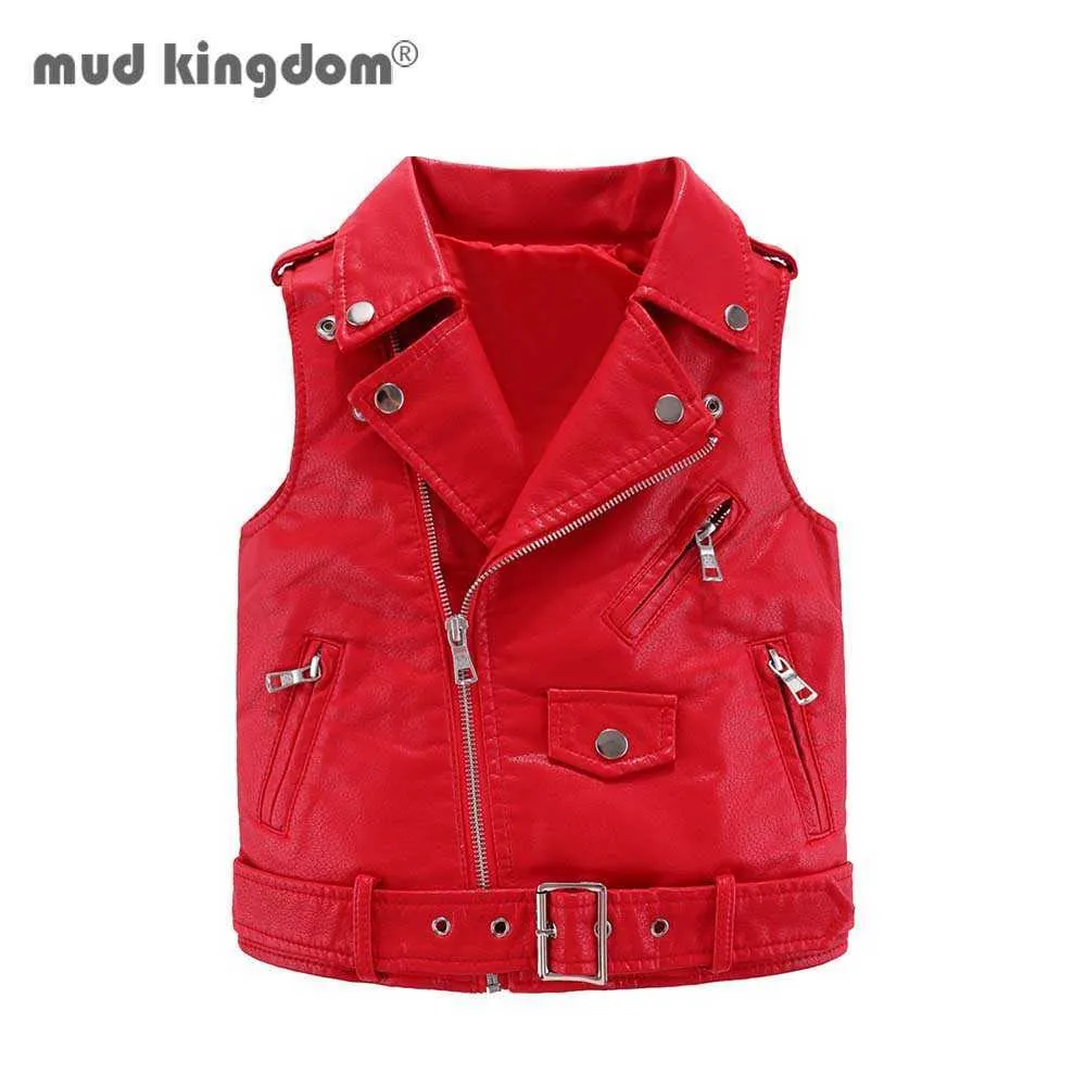 Mudkingdom Kids Vest Jacka Höst Solid Fashion Barn Waistcoat Zipper Boys Girls Pu 210615