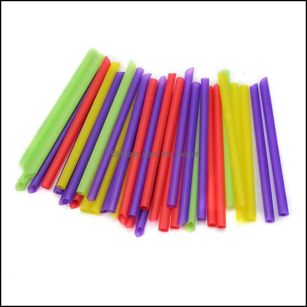 Wholesale-100Pcs Multi-color Plastic Jumbo Large Drinking Straws For Cola Drink Smoothie Milk Juice Birthday Wedding Decor Party