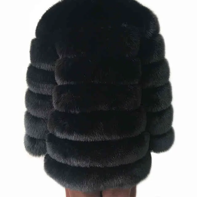 Pelliccia coreana Haining imitazione cappotto di visone femminile tinta unita artificiale 211207