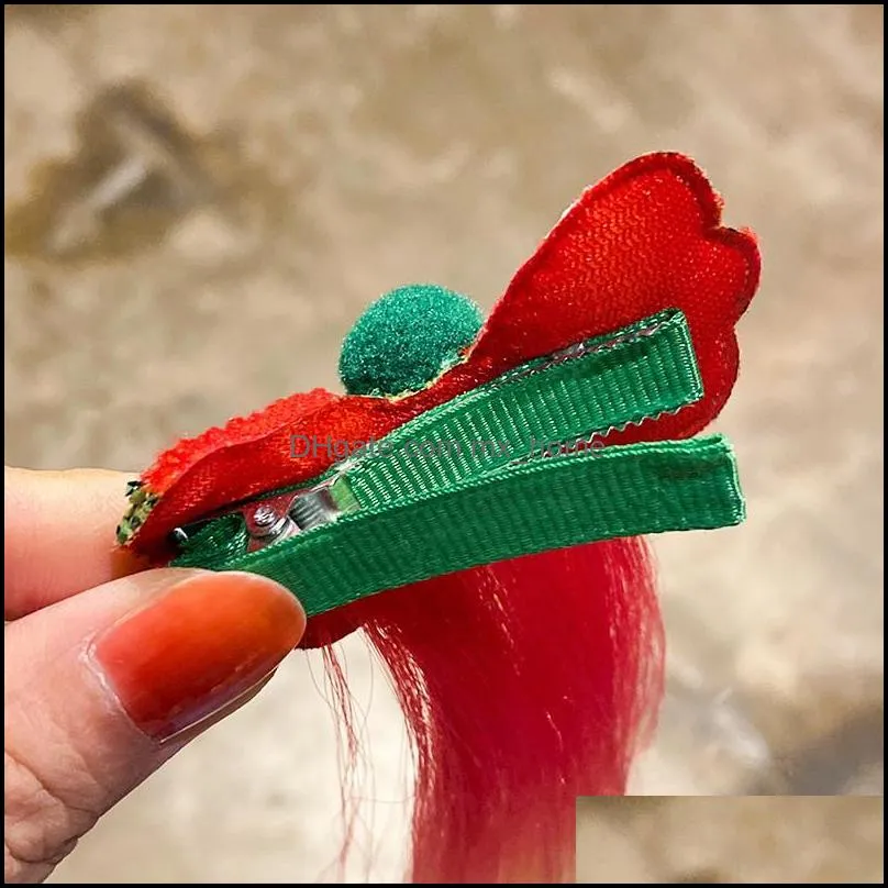 Christmas Color Wig Pigtail Elastic Hair Band For Girls Elk Bow Scrunchies Ponytail Ropes Kids Headwear Clips Accessories