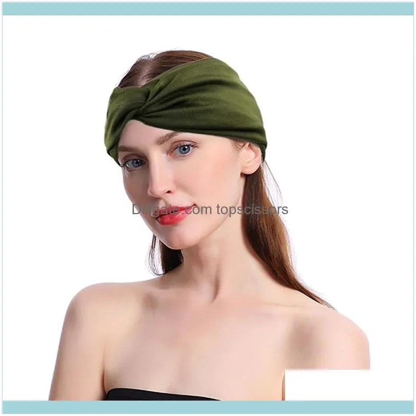 Women Headban Solid Color Headband Ladies Makeup Elastic Hair Bands Accessoriesd Wide Cross Turban Bandage Bandanas Hairbands1