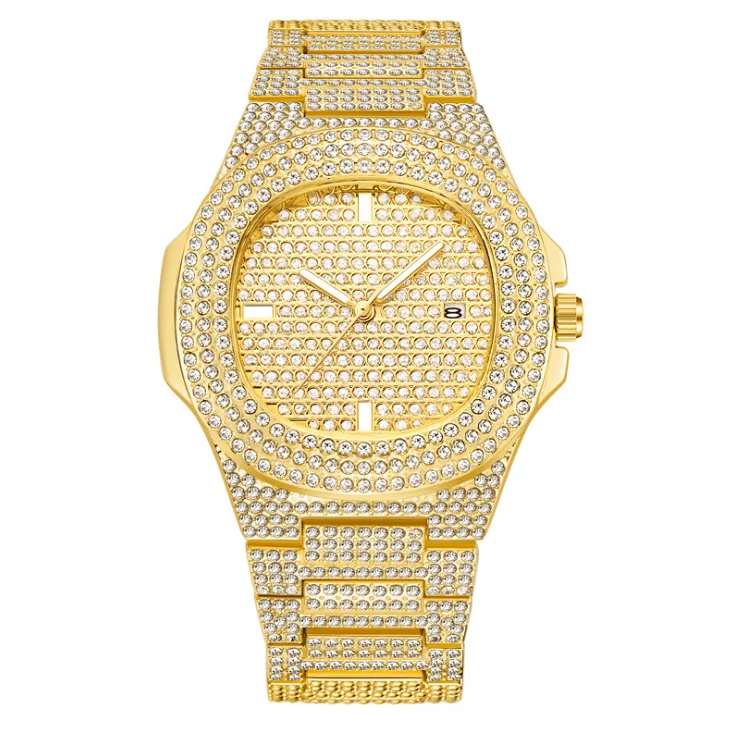 WLISTH Marca Data Quarzo Orologi da donna da uomo Orologio luminoso di lusso con diamanti in cristallo pieno Orologio da polso unisex con quadrante ovale Bling