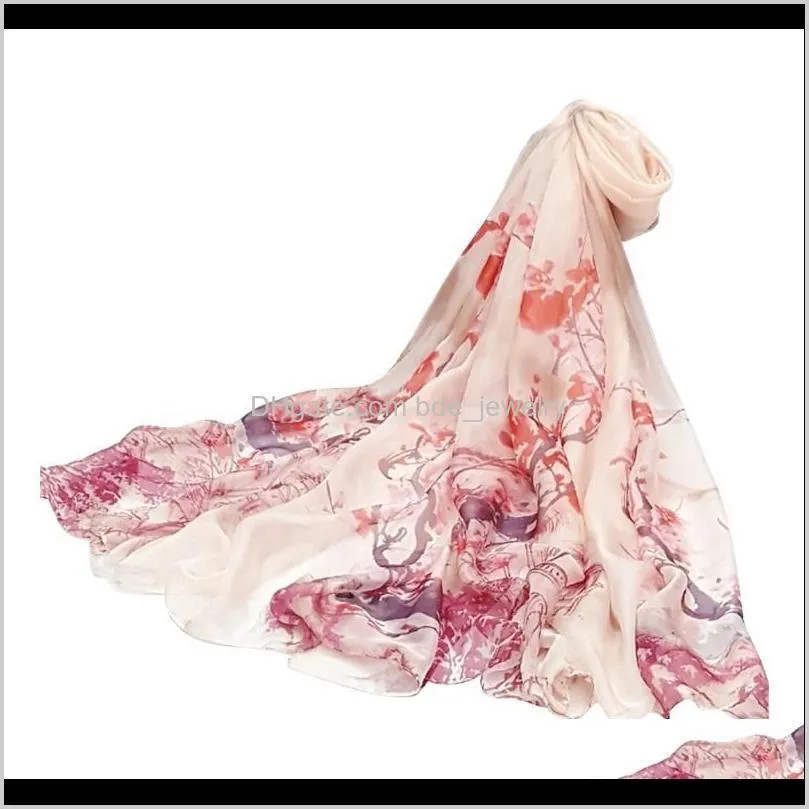 floral pattern beach sunscreen chiffon all season lightweight soft gift decorative fashion women scarf casual travel long shawl