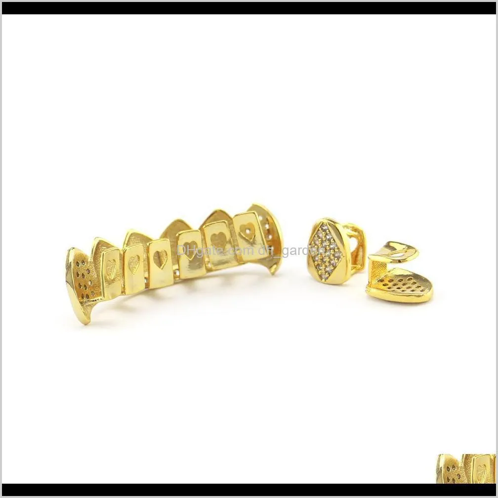 punk teeth grillz set gold silver teeth grillz top & bottom grills dental mouth caps cosplay party