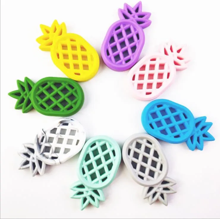 Infant Teethers Fruit Pineapple Silicone Soothers BPA Free Food Grade Chewed Teether Baby Teething Toys 9 Colors Optional BT6526