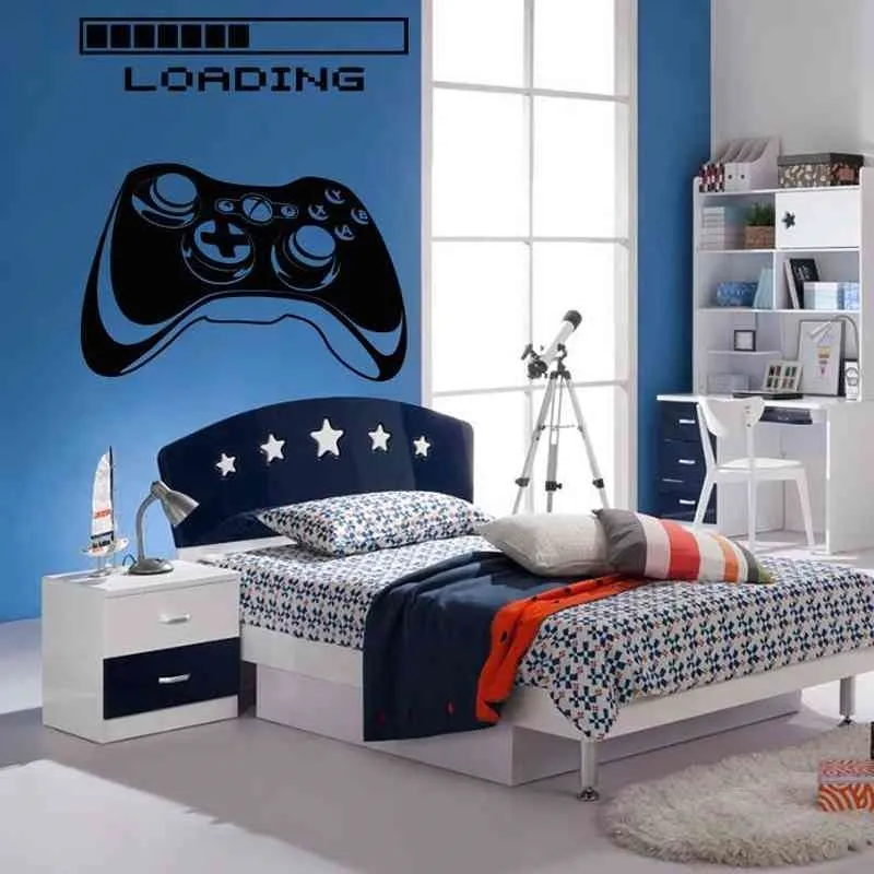 Parede Decalque Gamer Xbox Carregando Controlador Jogos Adesivo Home Decor personalizado para crianças Quarto Vinil Vinil Decalques de arte A1-009 210615