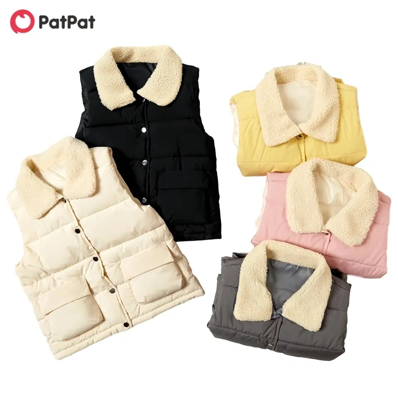 Gilet invernali per bambini alla moda in pile con colletto con risvolto per vestiti gilet unisex 210528