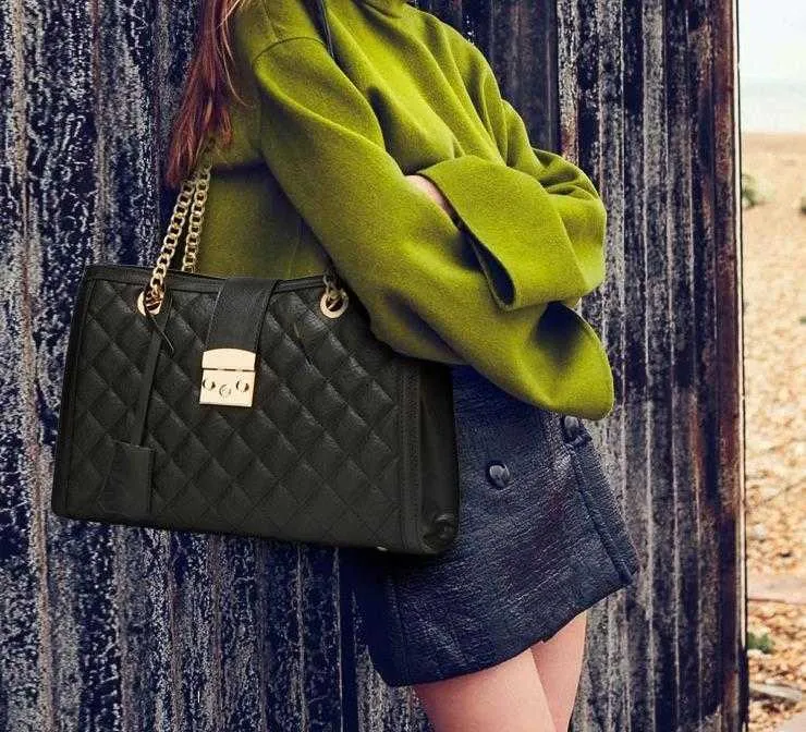 2021 Autumn And Winter New Style Rhombic Tote Big Bag Fashion All-Match Shoulder Bag Messenger Chain Female Bag