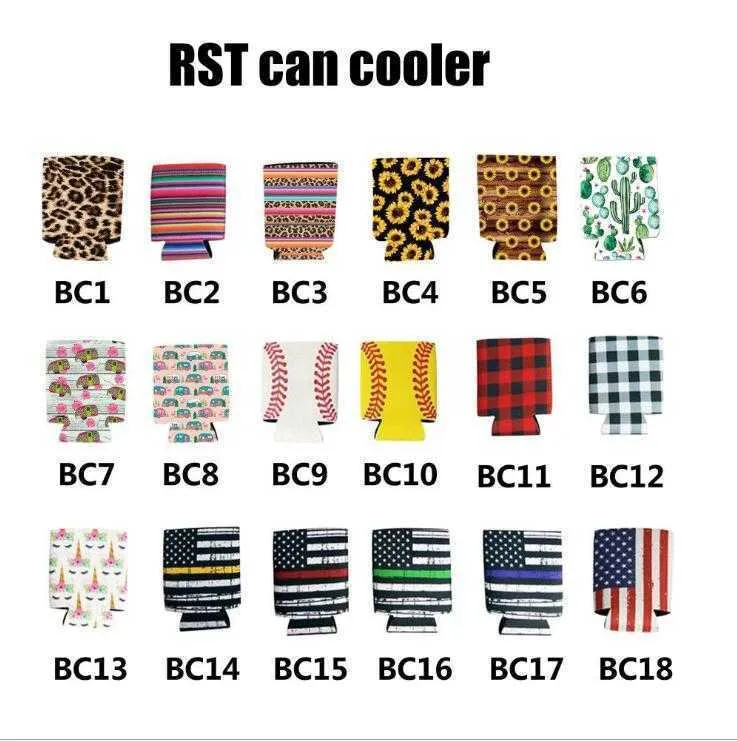 Leopard Cans Sleeve Neoprene Bar Beverage Cooler Collapsible Slim Can Beer Insulators Premium Cola Soda Bottle Koozies Cactus LXL875-L1