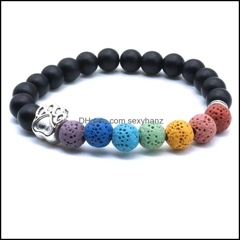 Chakras Bracelet 8mm Colourful Lava Stone Beads DIY Arom  Oil Diffuser Yoga Strand Jewelry Women Men Beaded, Strands