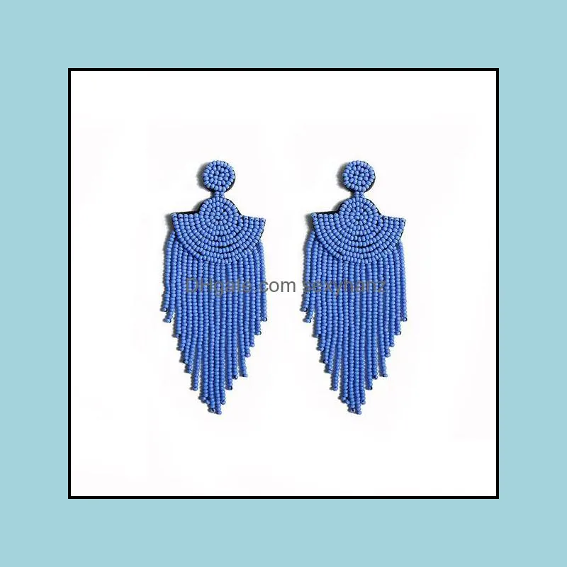 S1769 Bohemian Fashion Jewelry Hand-woven Minority Earring Rainbow Beaded Earrings