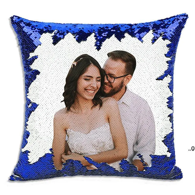 new DHL Free Ship 40*40cm DIY Sublimation Blank Sequin Pillow Case Creativity Fashion Pillowcase Decoration Gift Pillowslip EWD7342