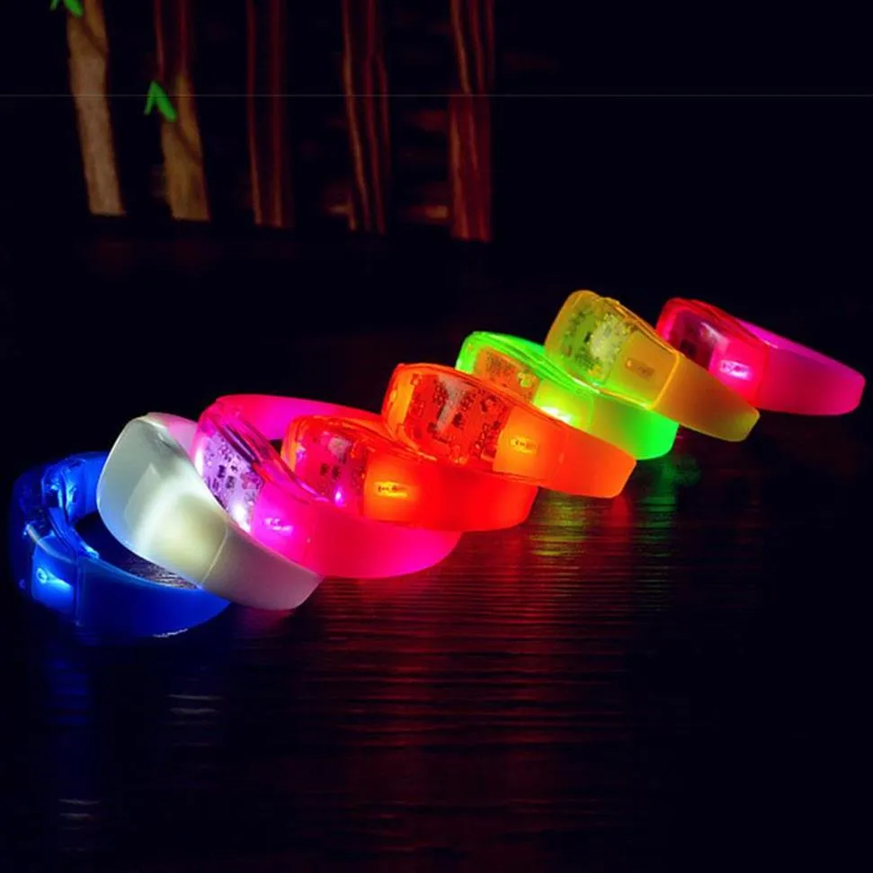 Music Activated Sound Control Led Toys Flashing Bracelet Light Up Bangle Wristband Club Party Bar Cheer Luminous Hand Ring Glow St534F