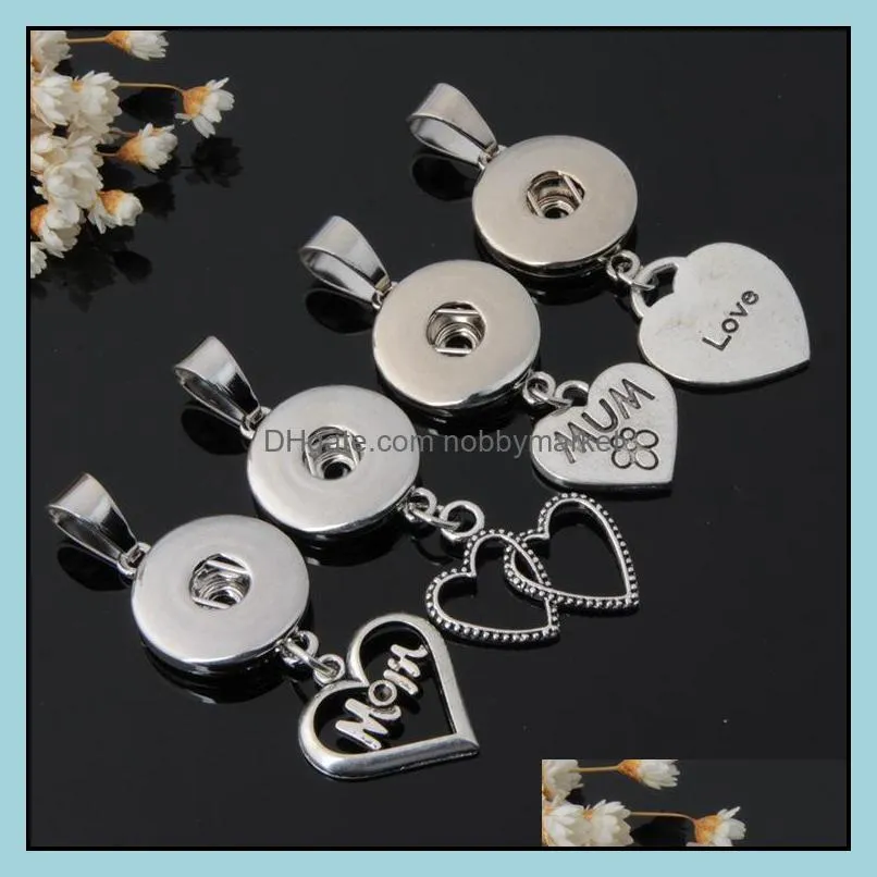 NOOSA chunk Snaps Button pendant 50pcs/lot Mix styles Metal 18mm interchangeable Button Charm Fit necklace Fashion DIY Jewelry