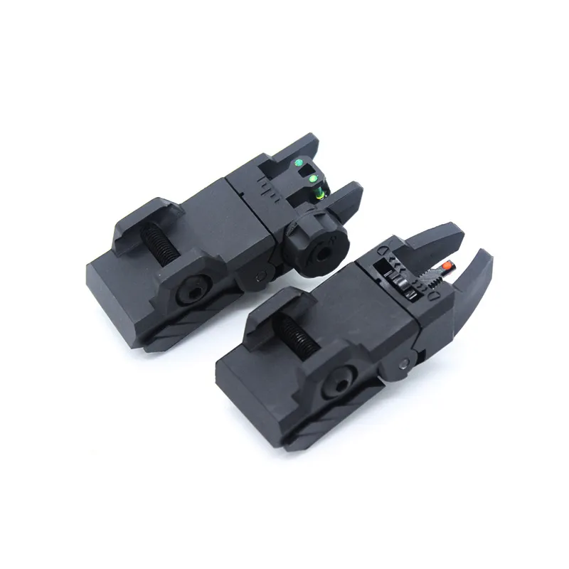 Tactical Hunting Combat Armor fiber optic back-up sights nylon front and rear folding sight Set 20 mm rail300U