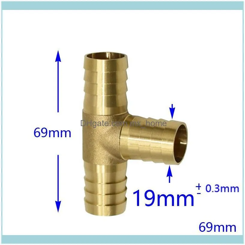 Type 19mm Tee Barb Connector Brass Water Splitter Air Pipe Gas Quick Coupling Fittings 1Pcs Watering Equipments