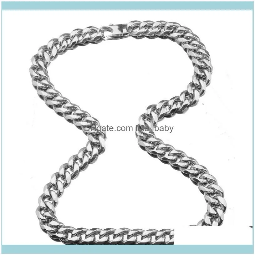 Chains 12MM Handmade Jewelry Adjustable Choker Tail Hip Hop Rapper Stainless Steel Silver Color Chain Cuban Necklace Or Bracelet1