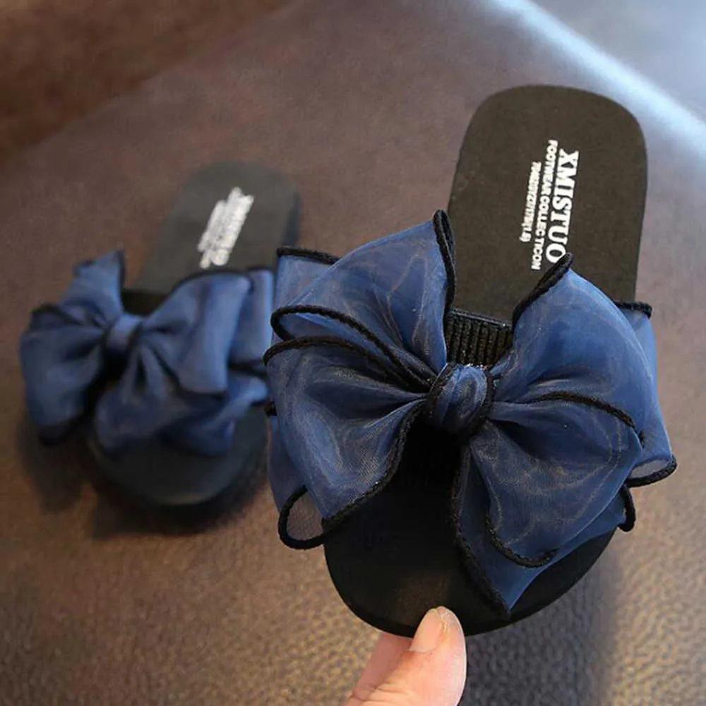 Parent And Child flat Slippers Female Summer Outer Anti-slip Beach Sandals Cute Bow Princess Baby sh2 210712
