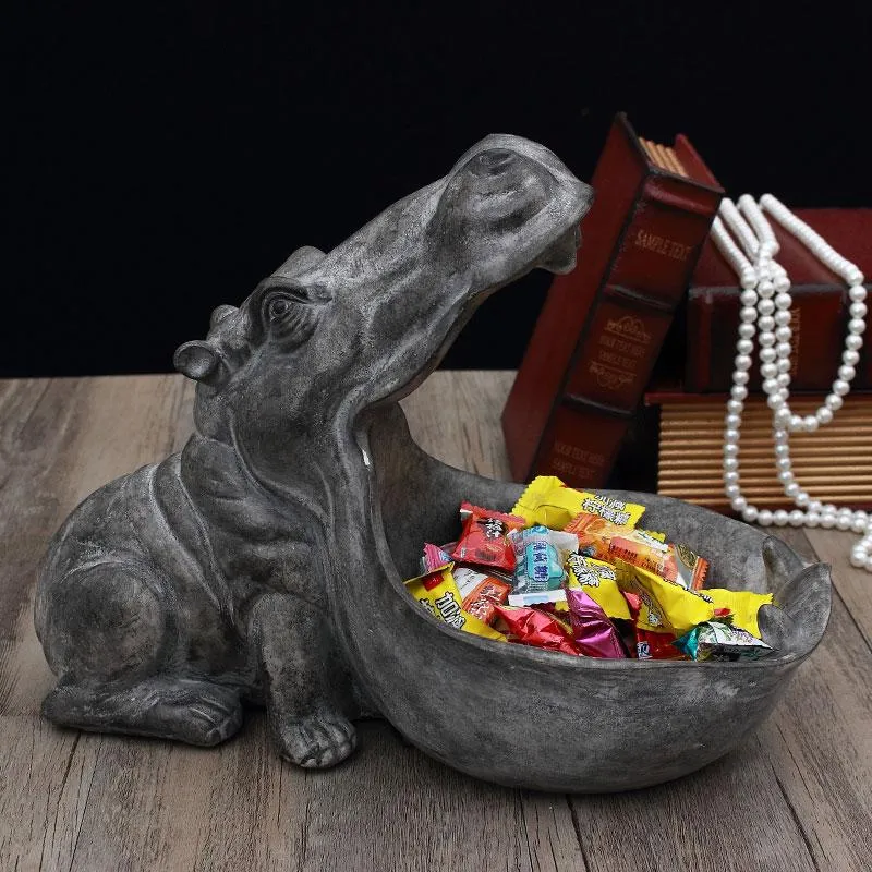 Gift Wrap Big Mouth Hippo Storage Figurine Key Bowl Resin Candy Dish