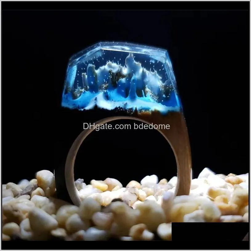 Drop Delivery 2021 Secret Forest Scenery Resin Wood Crystal Band Ring Hand Made Fashion Jewelry For Women And Men 24 Styles Couple Rings Urzt