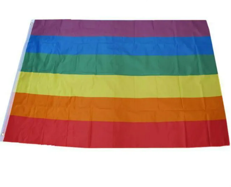 100PCS Rainbow Flag 3x5FT 90x150cm Polyester Flaggor Banner för dekoration RH3525